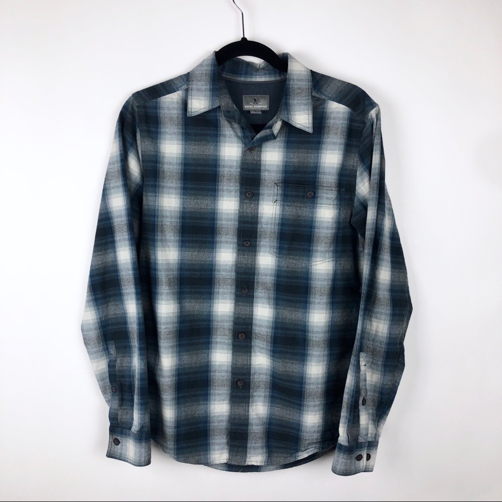 Royal Robbins Blue White Plaid Button Down Shirt